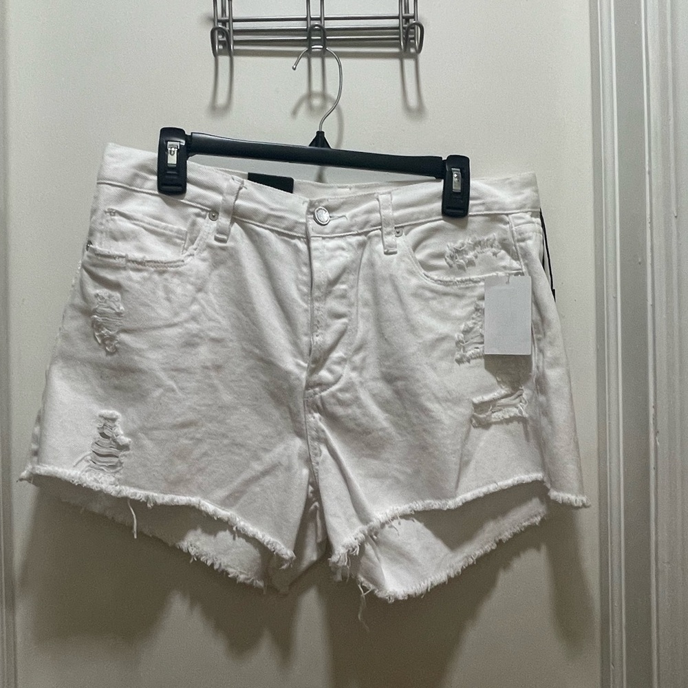 BlankNYC Ripped Distressed Denim Shorts White size 30